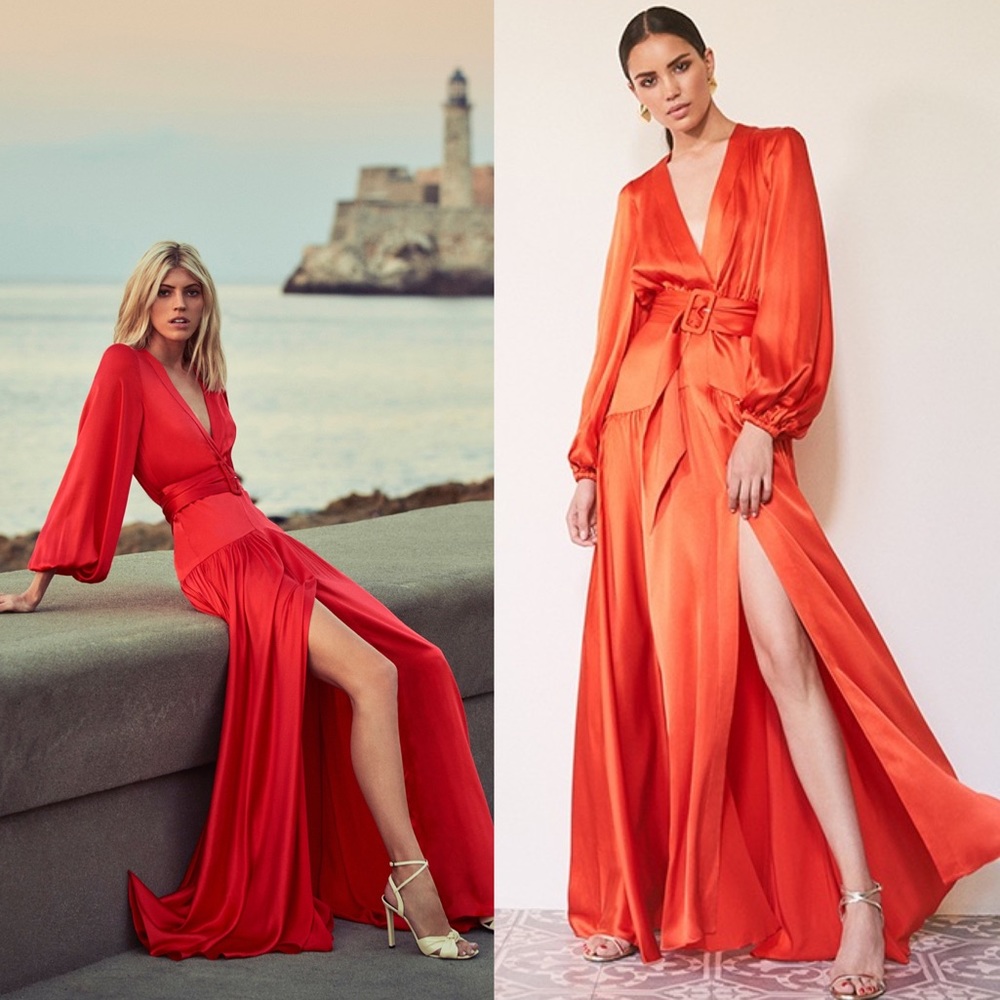 Alexis Revolve Modesta Red Silk Gown Maxi Dress